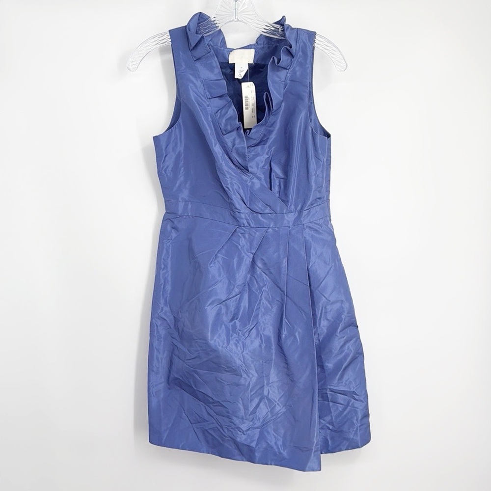 J. Crew Blakely Silk Taffeta Blue Sleeveless Cocktail Dress Women's Size 4P NWT